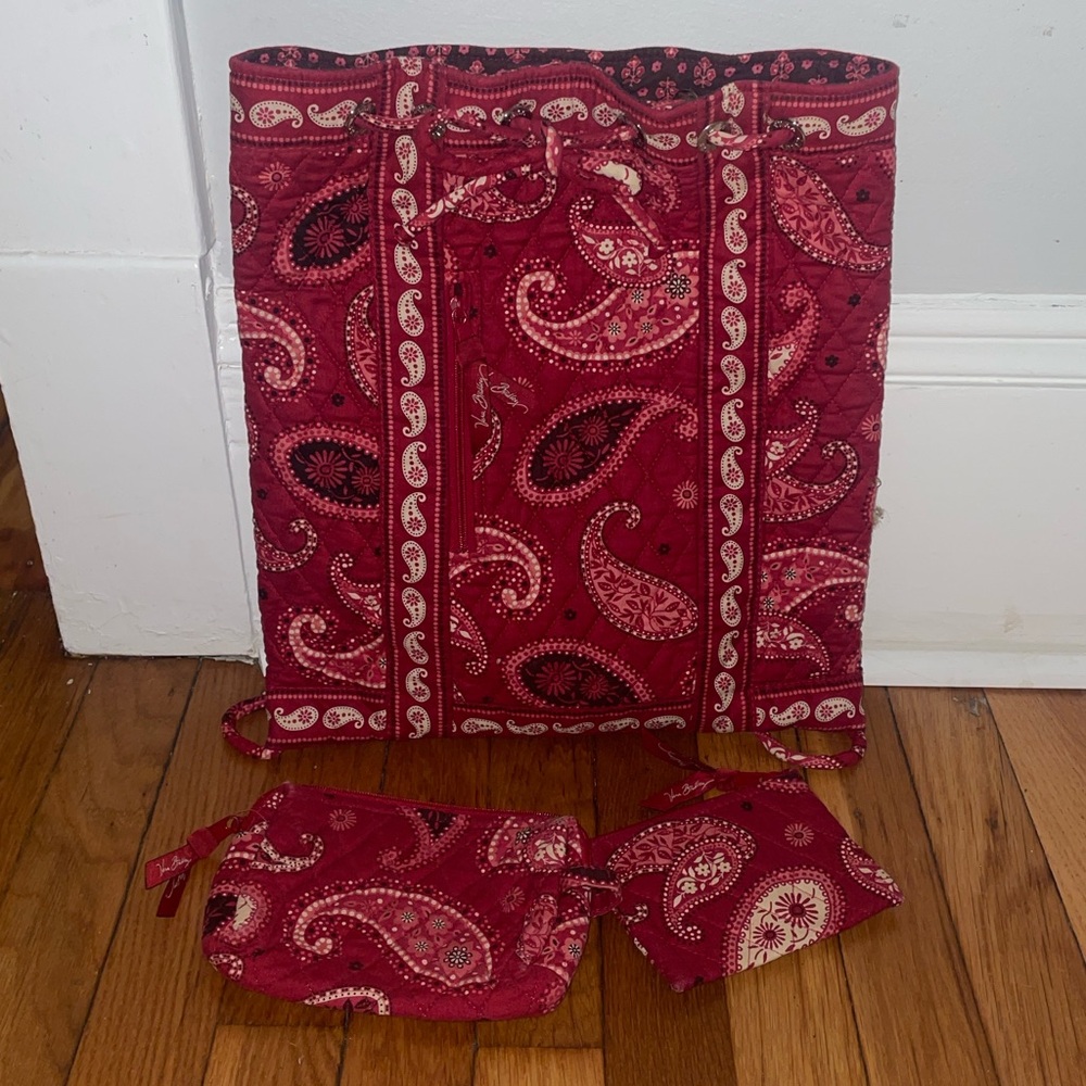 Retired Vera Bradley Mesa Red Backpack & Pouches View 2